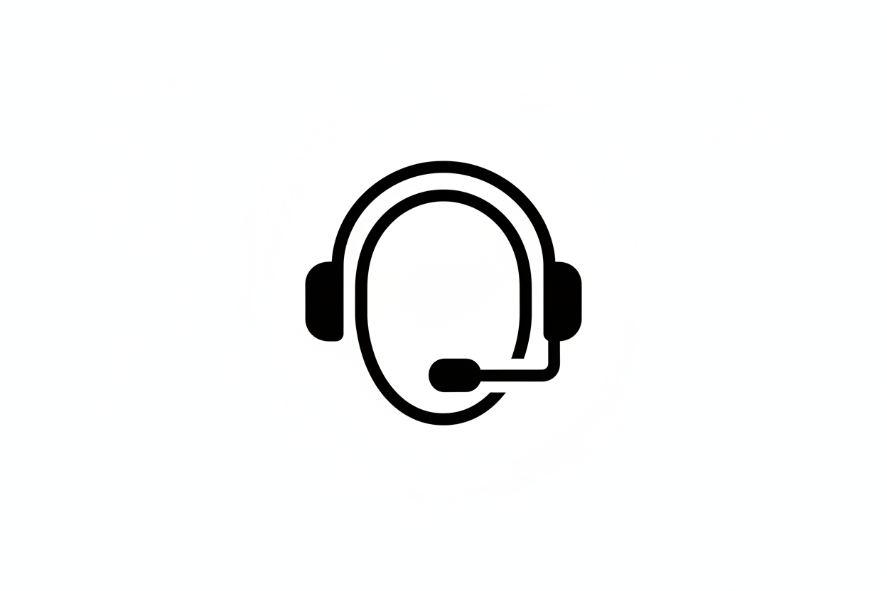 Minimal line-art icon of a customer service symbol, clean modern outline, monochrome, Shopify-style icon.